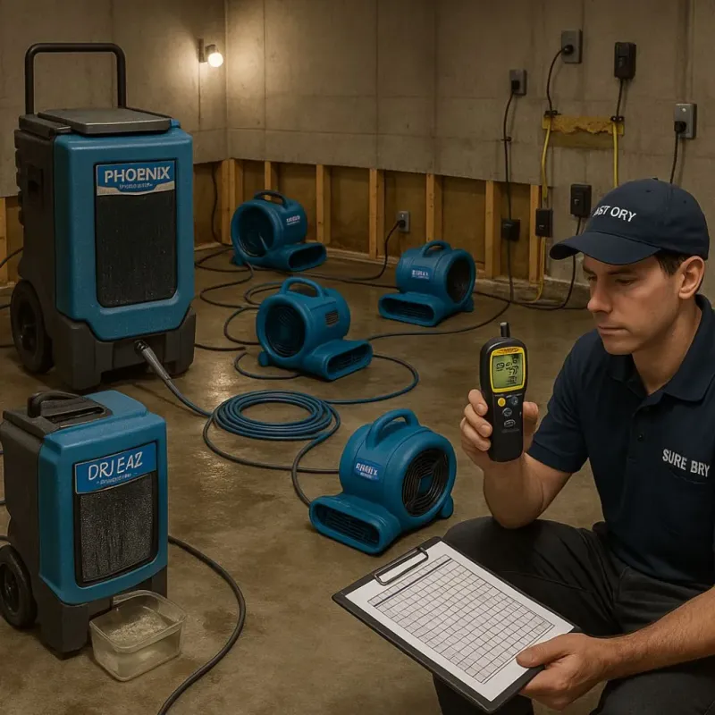 Structural Drying and Dehumidification process in Fairview, OK